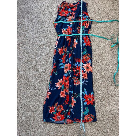 TALBOTS Sleeveless, summer Maxi Dress, Blue w/Floral print, size 8 - Picture 6 of 11